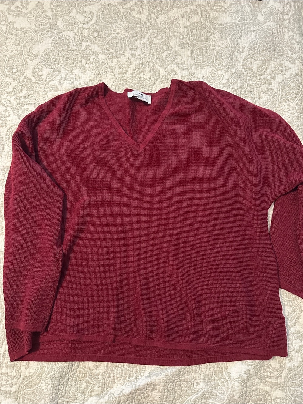 Magaschoni Women's V-Neck Sweater - Burgundy